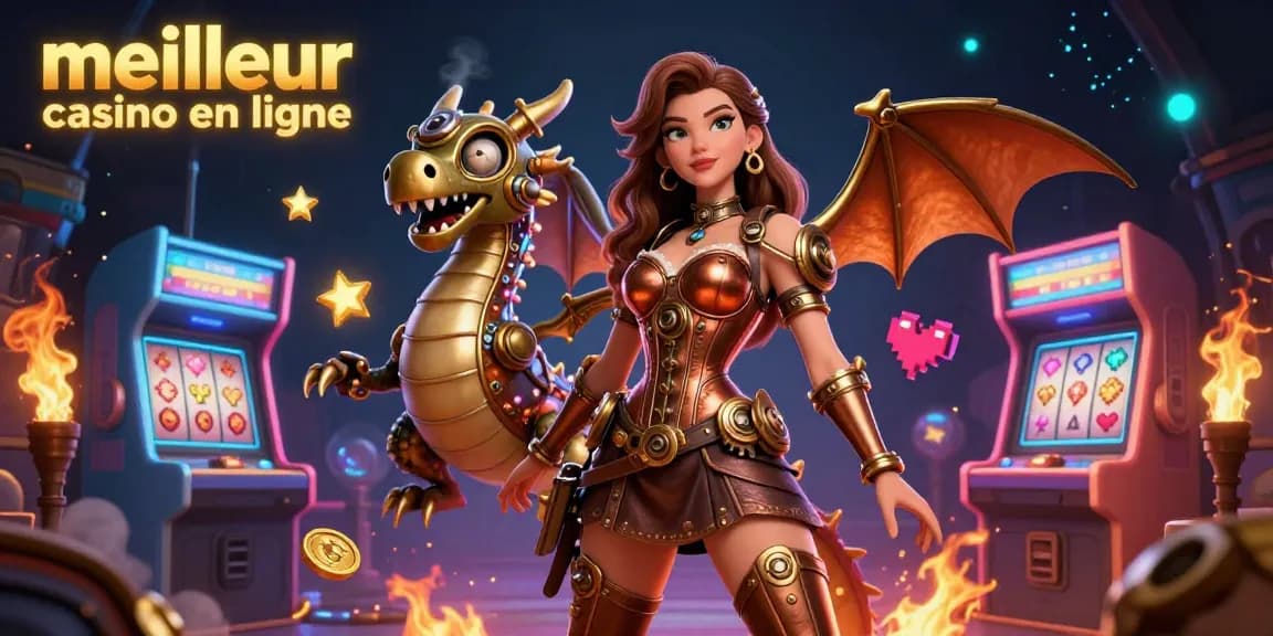 Vivez l'excitation au meilleur casino en ligne avec cette illustration 3D vibrante mettant en avant des éléments et personnages de casino captivants.