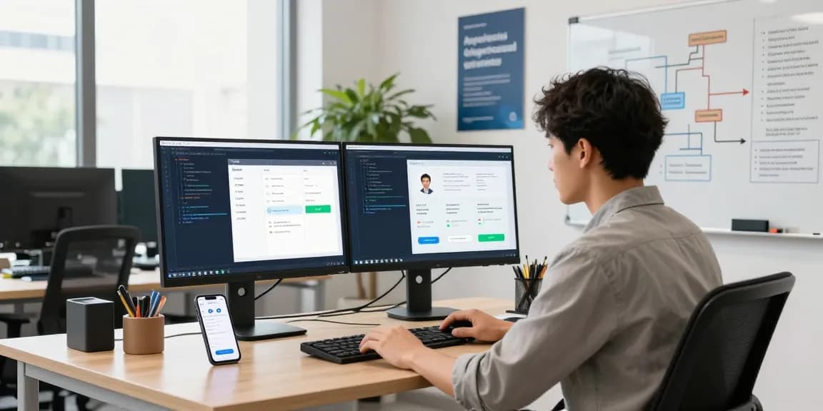 Engineer analyzing age verification system in a modern digital workspace.
