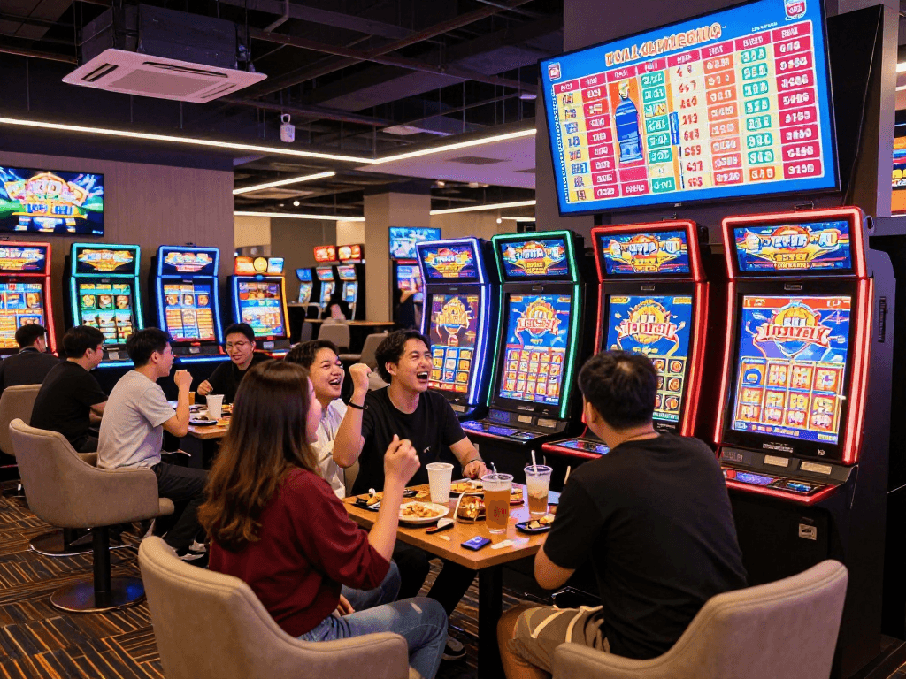Exciting gaming atmosphere showcasing togel 4d with players celebrating wins.