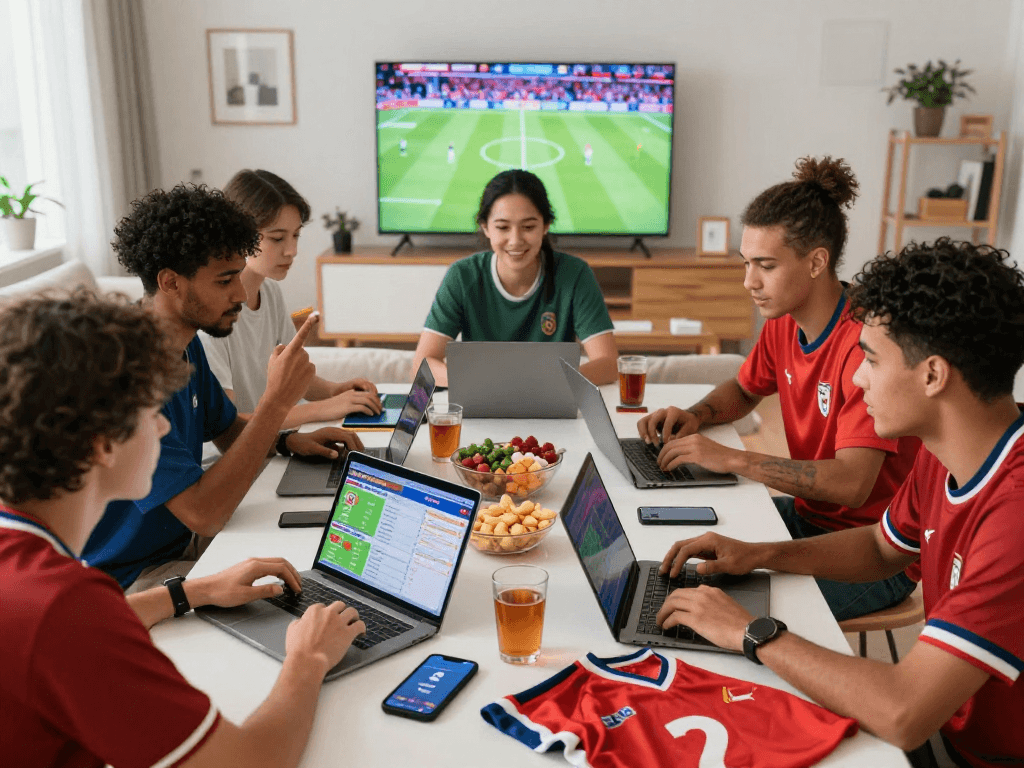 Người chơi tham gia sòng bạc Jin88 trong không gian thể thao sôi động trước trận đấu World Cup 2026.