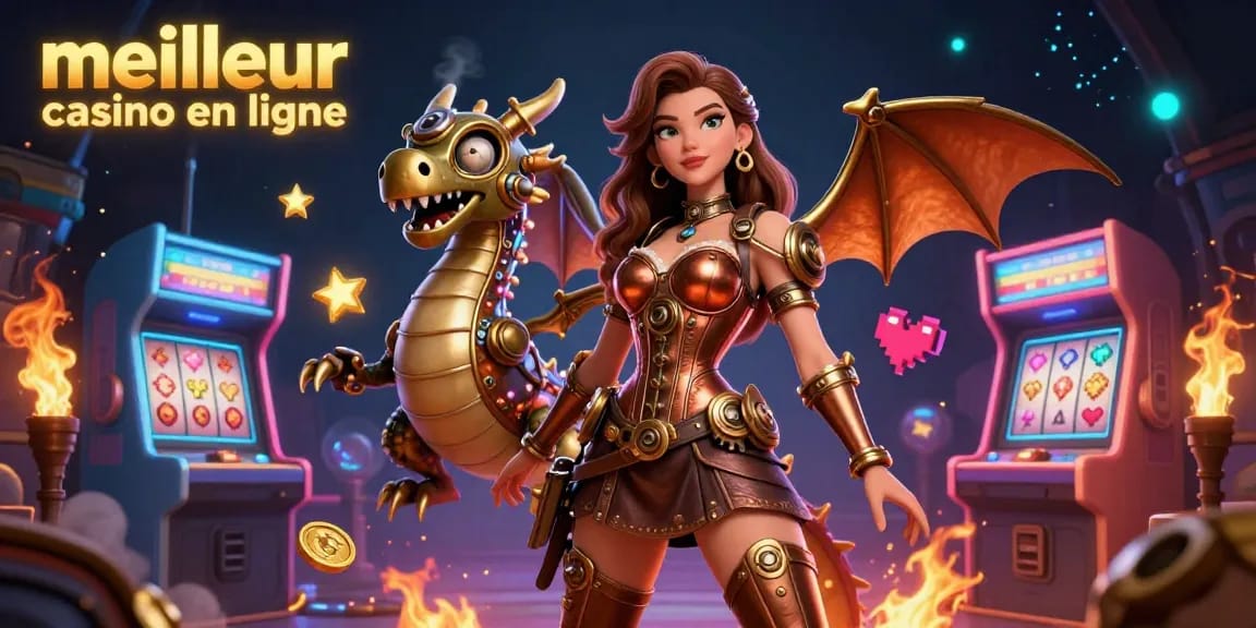Vivez l'excitation au meilleur casino en ligne avec cette illustration 3D vibrante mettant en avant des éléments et personnages de casino captivants.