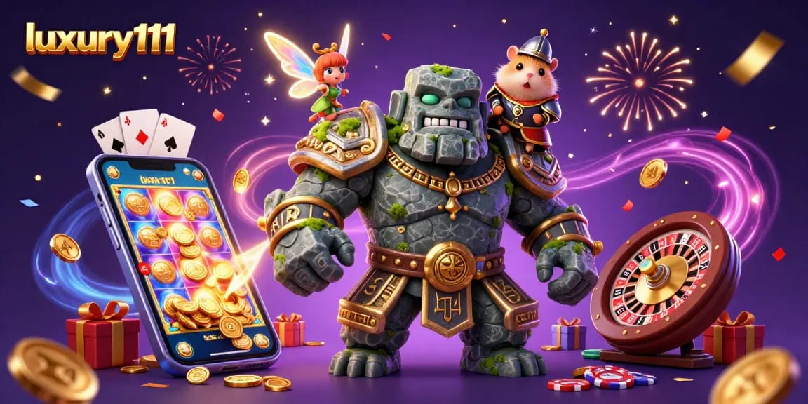 Spin and win with luxury111 amid golden coins and magical characters in vibrant casino fun.