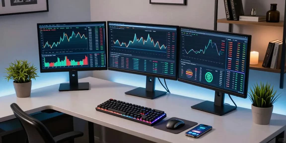 oklo stock trading in a modern cryptocurrency workspace with dynamic charts and digital wallet interface