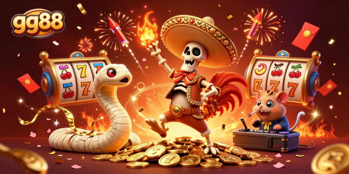Experience the thrilling world of gg88 with our vibrant casino celebration, featuring lively characters and games.