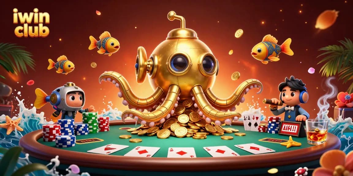 Join the excitement at iwin club with vibrant poker elements and golden oceans of coins.