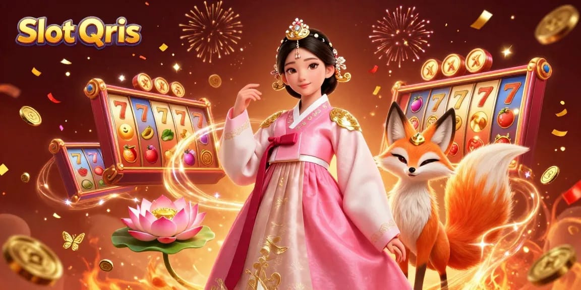 Spin Slot Qris reels for exciting jackpot wins in a vibrant casino scene.
