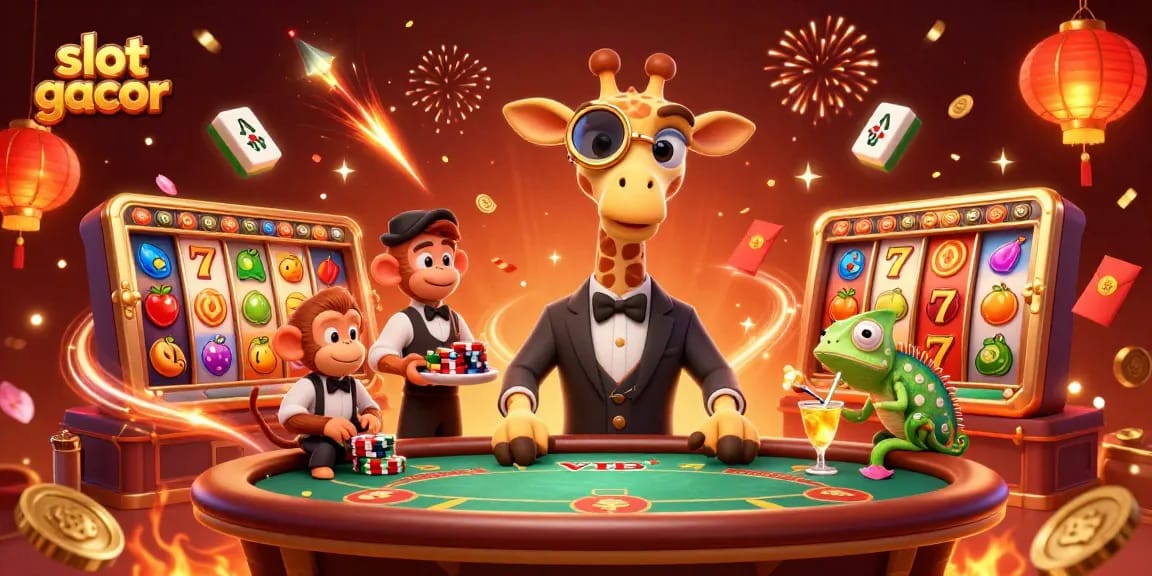 Experience thrilling wins with slot gacor in this vibrant 3D casino illustration.
