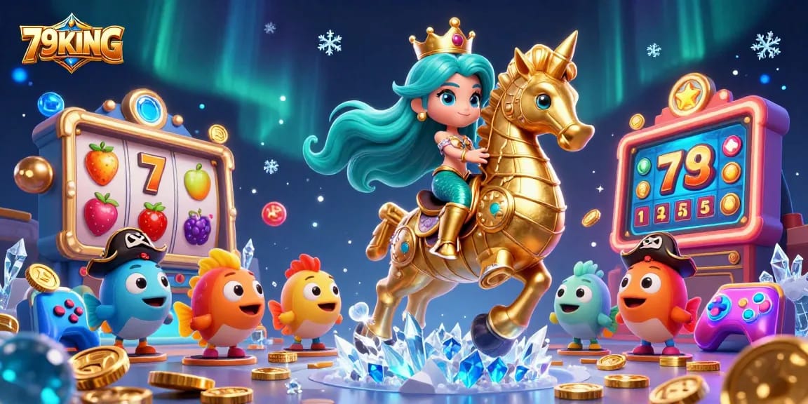 Experience the excitement of 79KING with vibrant casino elements and lively characters in a thrilling illustration.