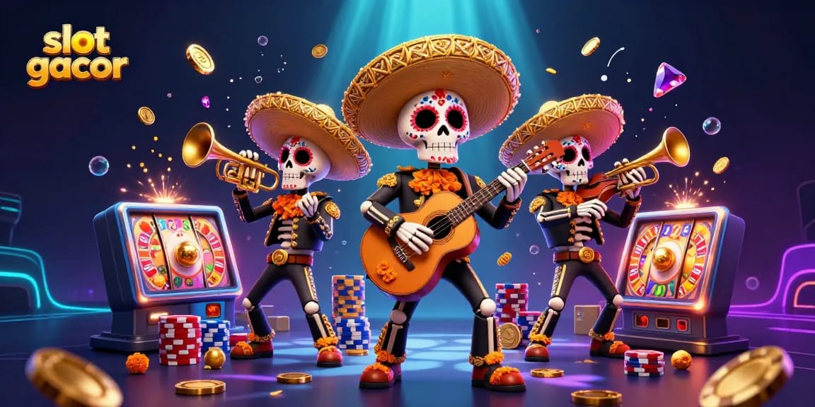 Experience thrilling slot gacor action with vibrant 3D mariachi characters and dazzling casino elements.