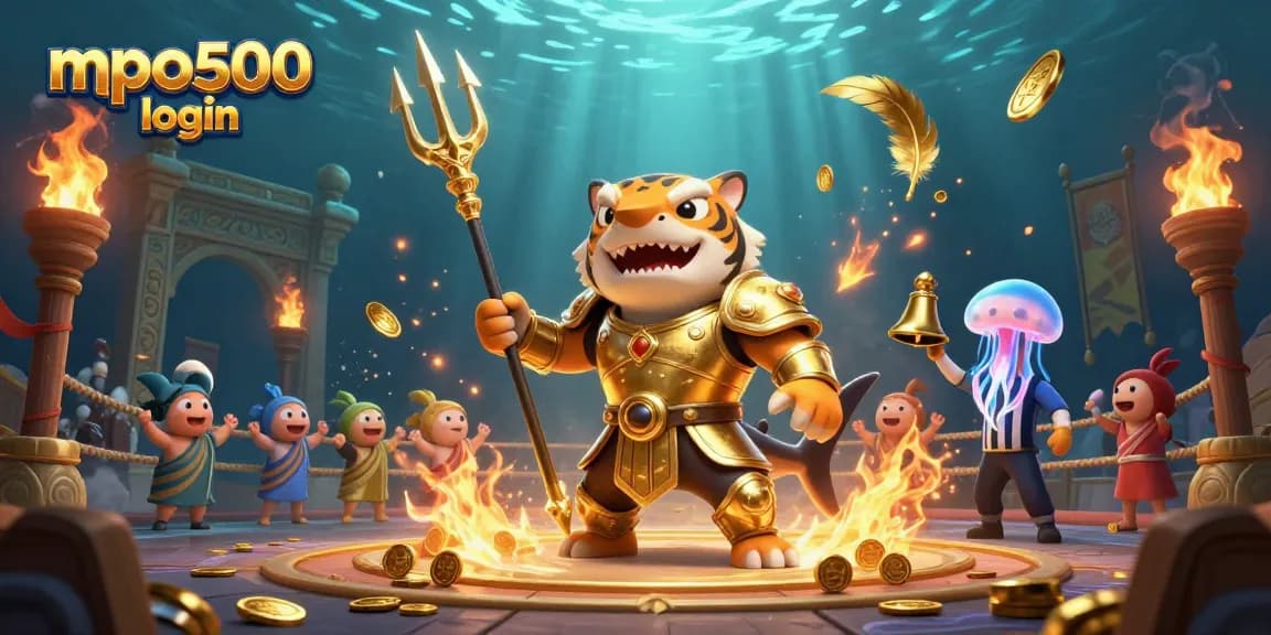 Engage with mpo500 login for thrilling underwater gambling as a tiger shark battles in colosseum.
