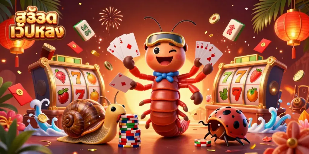 ภาพการ์ตูน 3 มิติของตัวแทนจำหน่ายสล๊อตเว็ปตรง มีการ์ดและชิปสวยสดงดงาม