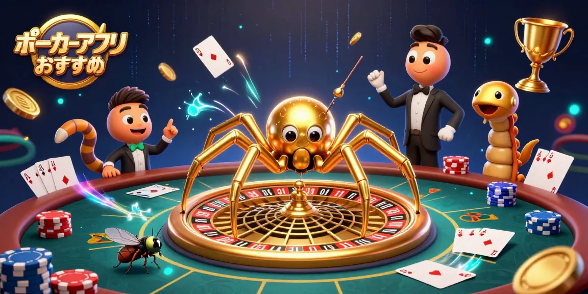 ポーカーアプリおすすめのシーンで、ポーカーテーブルやチップが動き回る様子。