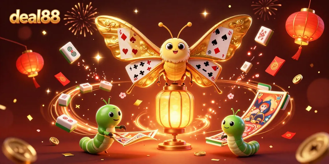 Engage with deal88 in a vibrant casino scene featuring an atlas moth and golden elements.