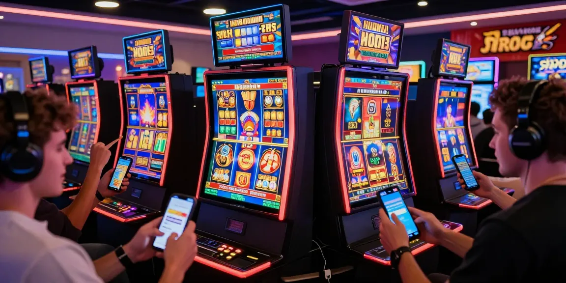 Diverse players celebrating wins on slot gacor games in a vibrant online casino environment, showcasing excitement and engagement.