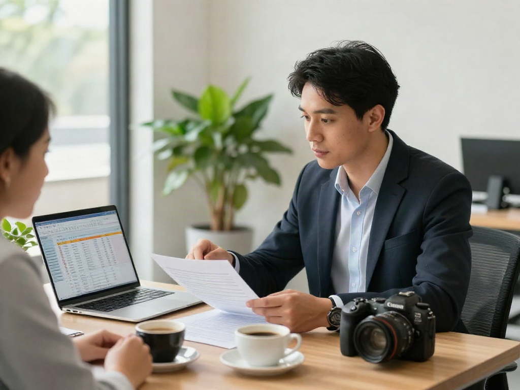Consultation with an SMSF Accountant in a modern office setting, reviewing financial documents collaboratively.