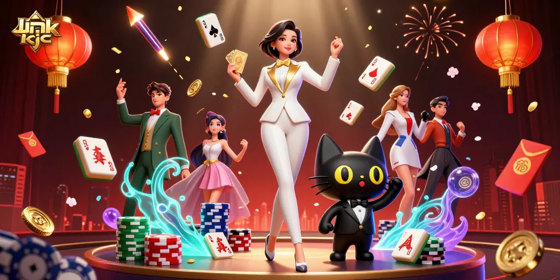 Experience the thrilling link kjc as a stylish dealer shuffles cards amidst a vibrant casino scene.