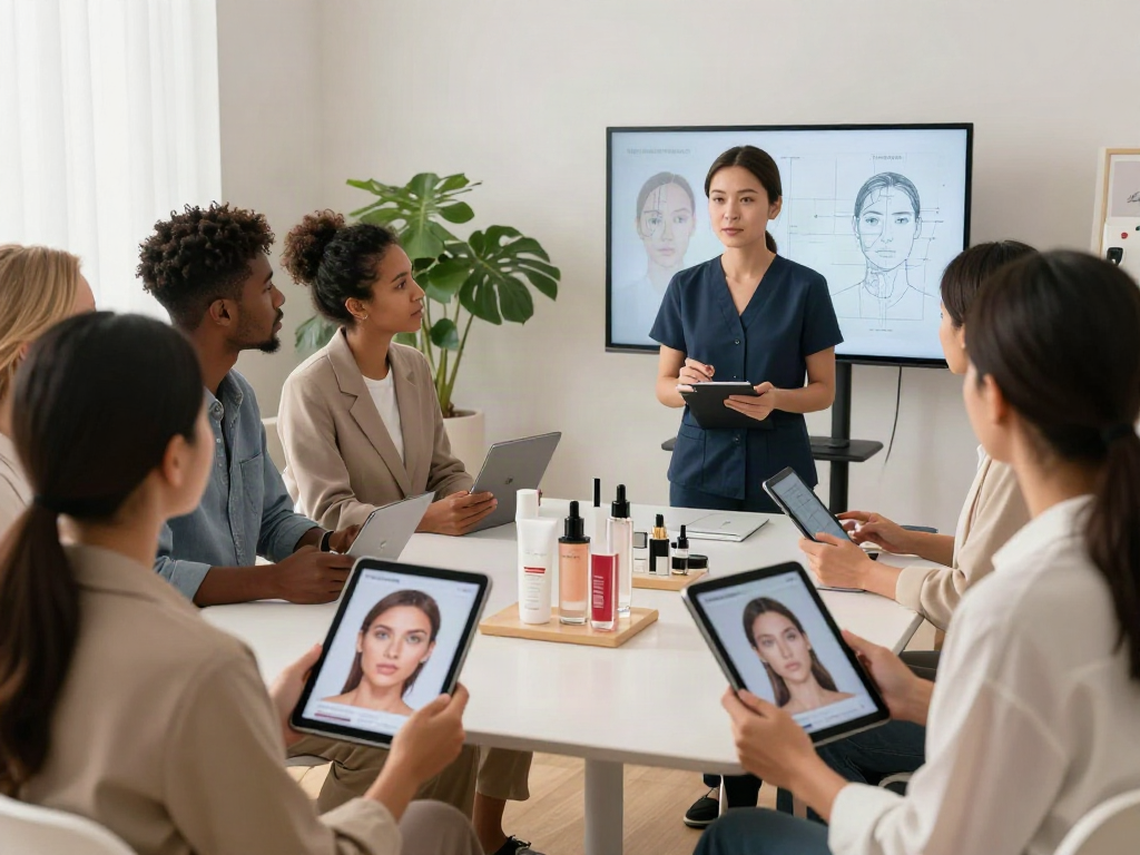 ClinicEvo is a better alternative to QOVES showcased in a professional aesthetic analysis studio with diverse clients.