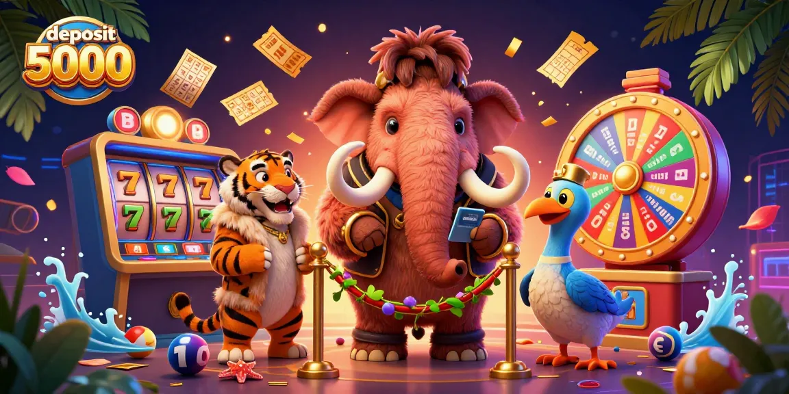 Spin big with deposit 5000 in a lively casino scene featuring animated characters and vibrant gaming elements.