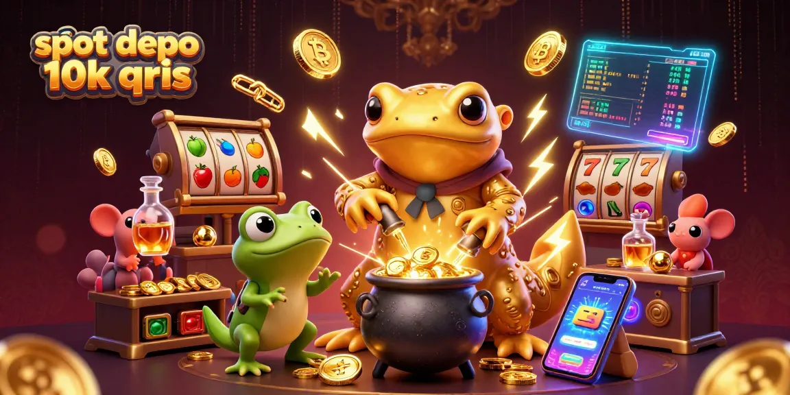 Experience the thrill of winning with slot depo 10k qris in a colorful 3D gaming scene.