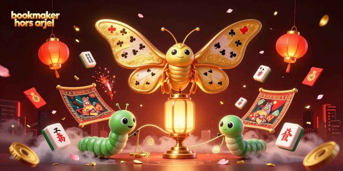 Pariez sur bookmaker hors ARJEL avec des illustrations de casino dynamiques et des symboles dorés.