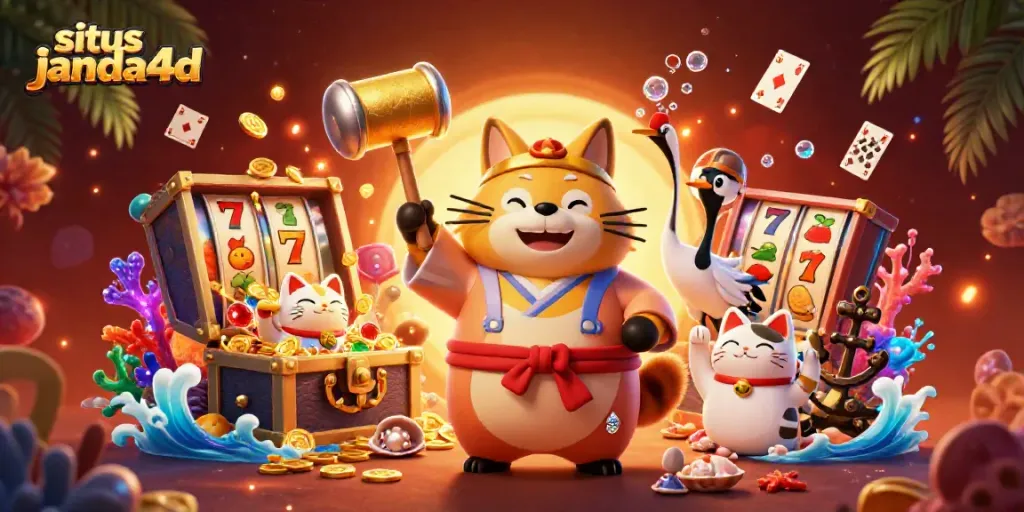 Situs janda4d menampilkan pengalaman slot online dengan karakter ceria dan elemen permainan menarik lainnya