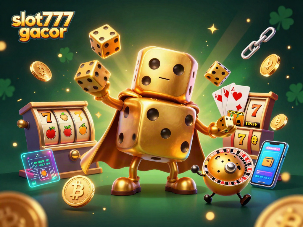 Experience the thrill of slot777 gacor with gold dice golem and vibrant casino elements!