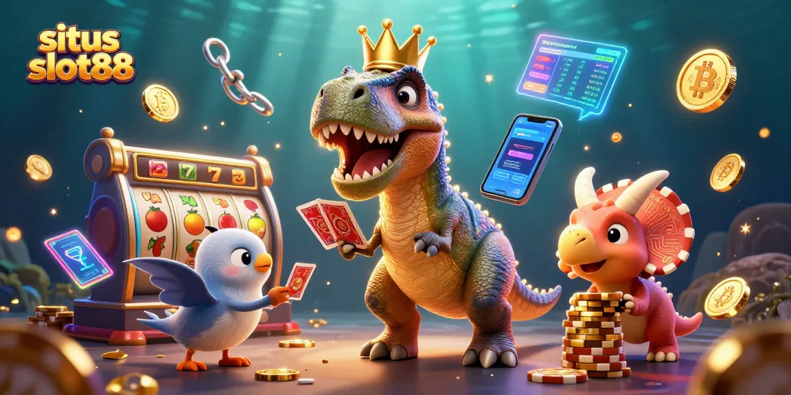 Rasakan sensasi bermain di situs slot88 dengan ilustrasi 3D menarik dari karakter slot dan koin yang bersinar.