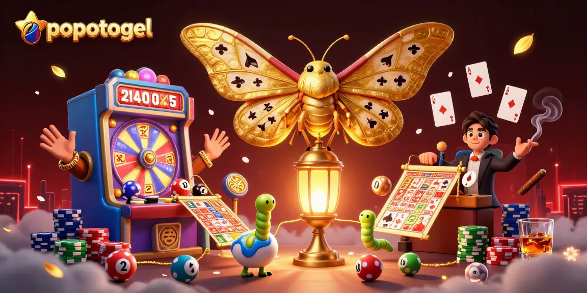 Win big with popotogel in this captivating lottery scene featuring vibrant machines and rich elements.