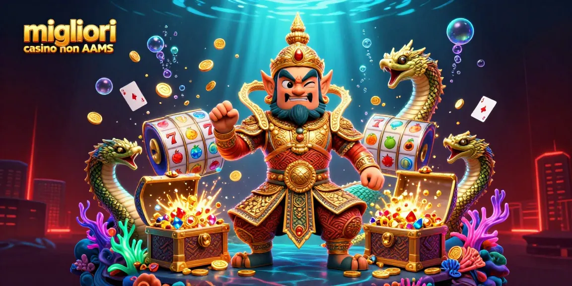 Scopri l'emozionante avventura dei migliori casino non AAMS con guardiani mitologici e illustrazioni piene di tesori.