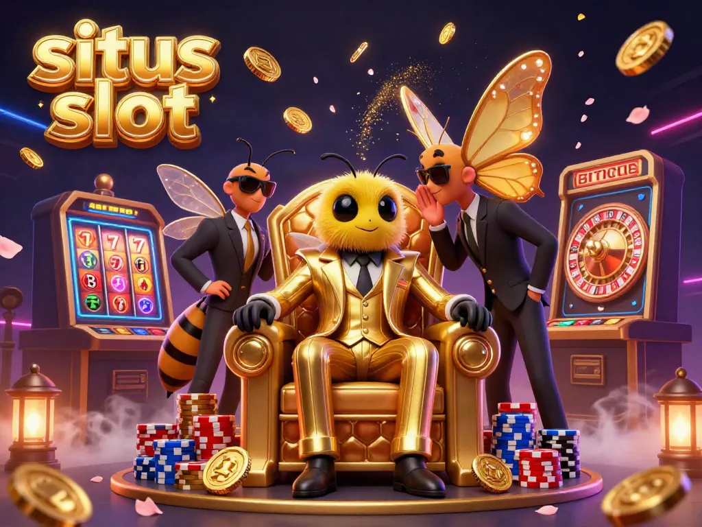 Experience situs slot action with a bumblebee mob boss in a casino world filled with golden coins and gaming elements.