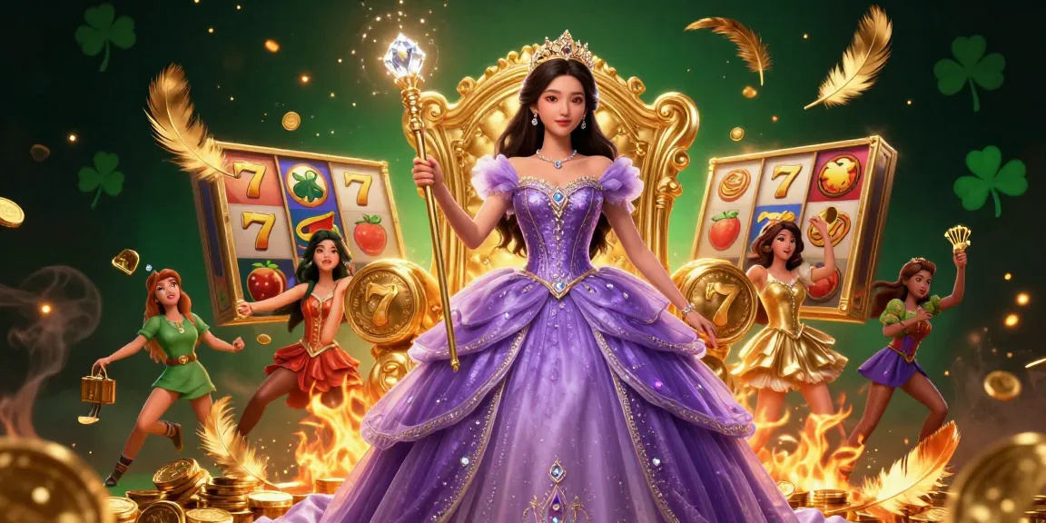 Découvrez l'attrait du meilleur casino en ligne avec une scène de casino glamour mettant en avant des éléments de machines à sous dynamiques et une majestueuse reine.