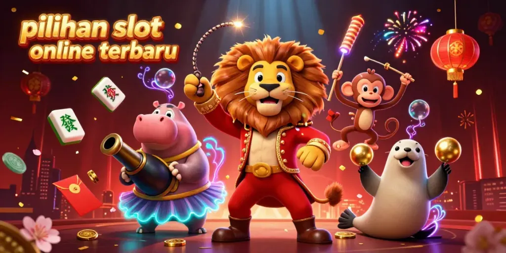 Visualisasi pilihan slot online terbaru dengan karakter lucu di kasino.
