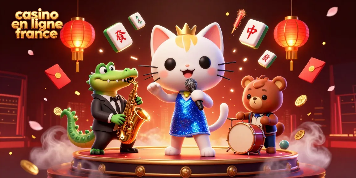 Jouez au casino en ligne France avec des personnages animés sur une scène de casino colorée.