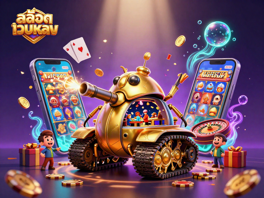 Engage with สล็อตเว็บตรง through an imaginative casino scene, showcasing excitement and rich gaming elements.