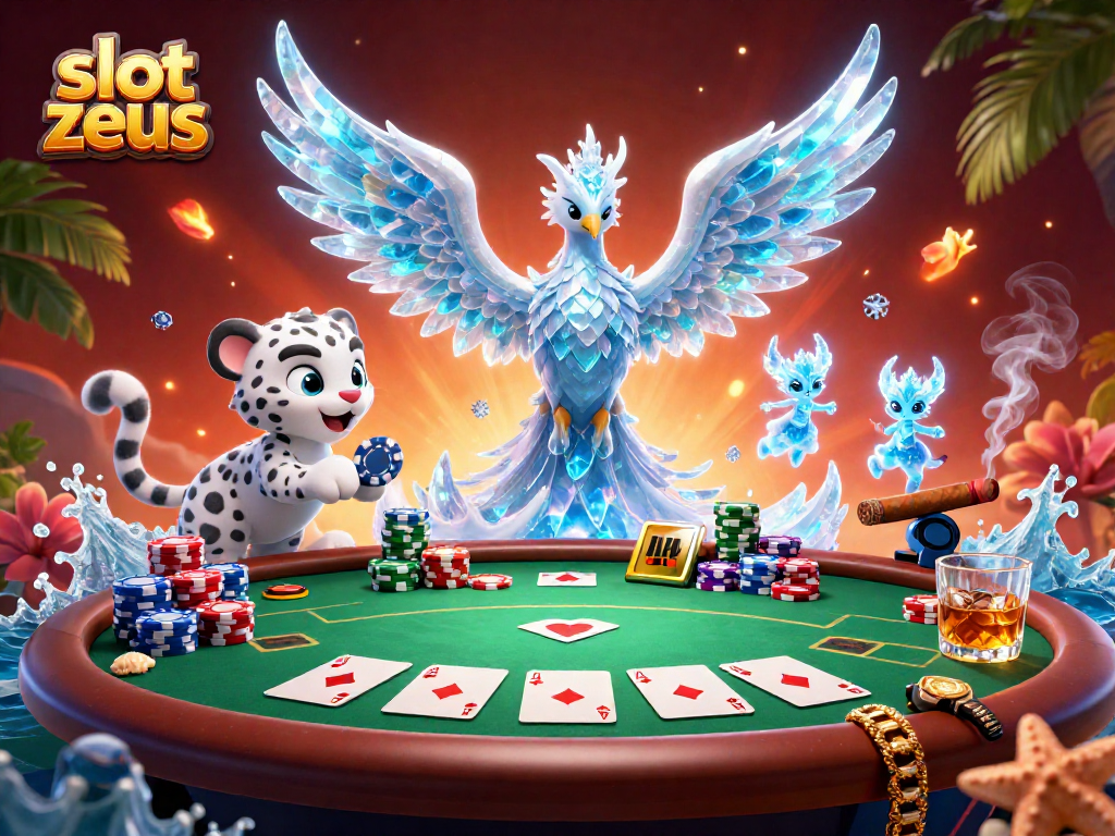 Experience slot zeus with vibrant characters and casino elements in an exciting 3D illustration.