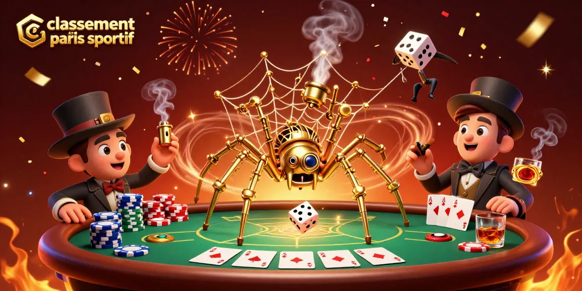 Le classement site paris sportif avec un homme mouche piégé par une toile de poker enchanteresse.