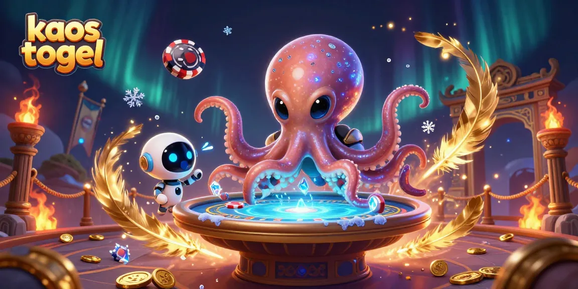 Engage in kaos togel with a vibrant 3D illustration of playful characters at a holographic poker table.