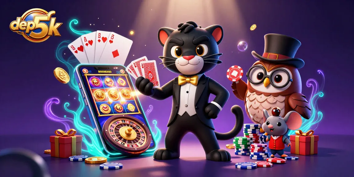Experience the thrill of depo 5k casino gaming with a stylish black panther dealer and charming companions.