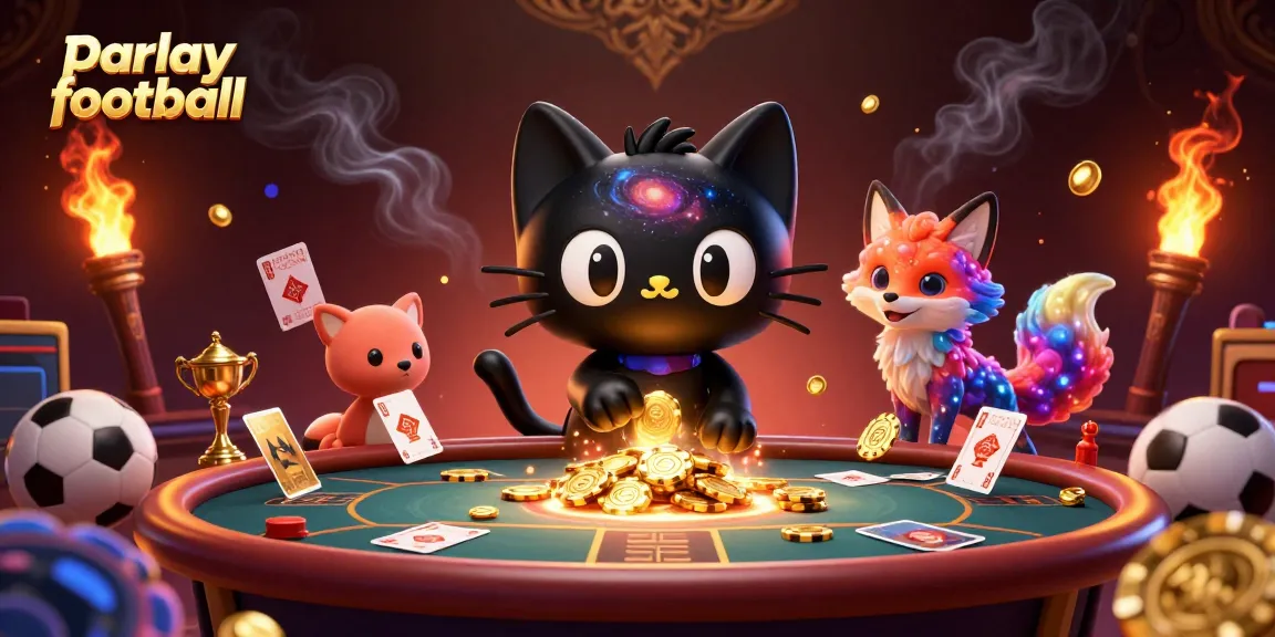Engage in parlay football betting with an exciting cosmic casino scene featuring enchanting characters.