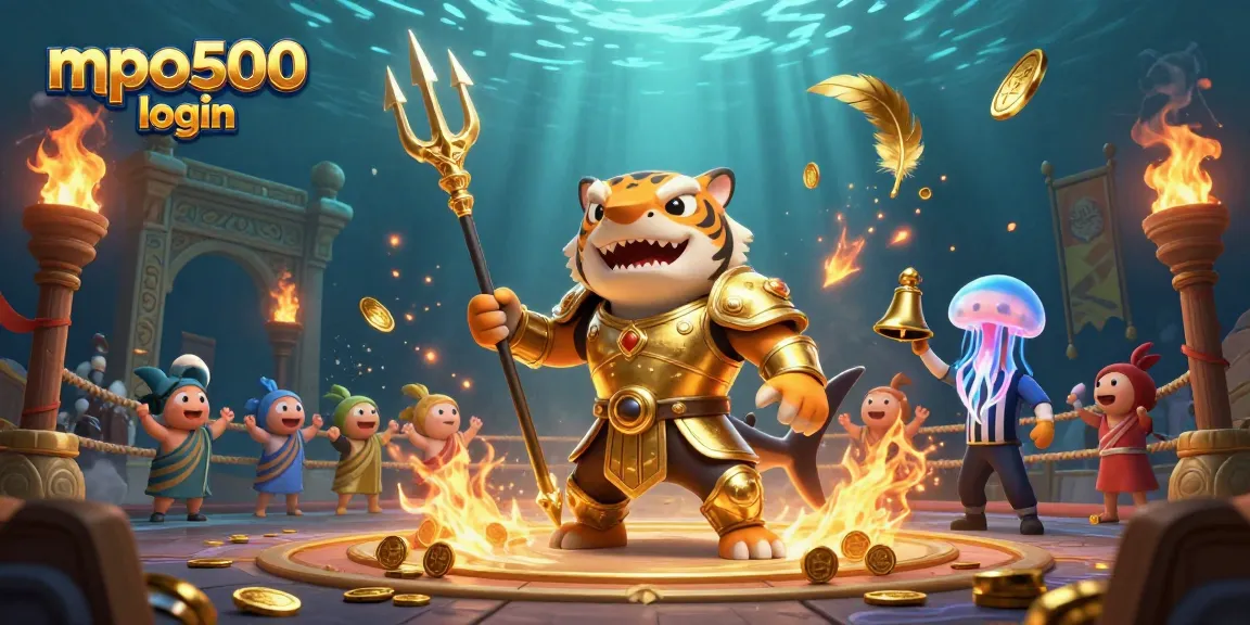 Engage with mpo500 login for thrilling underwater gambling as a tiger shark battles in colosseum.