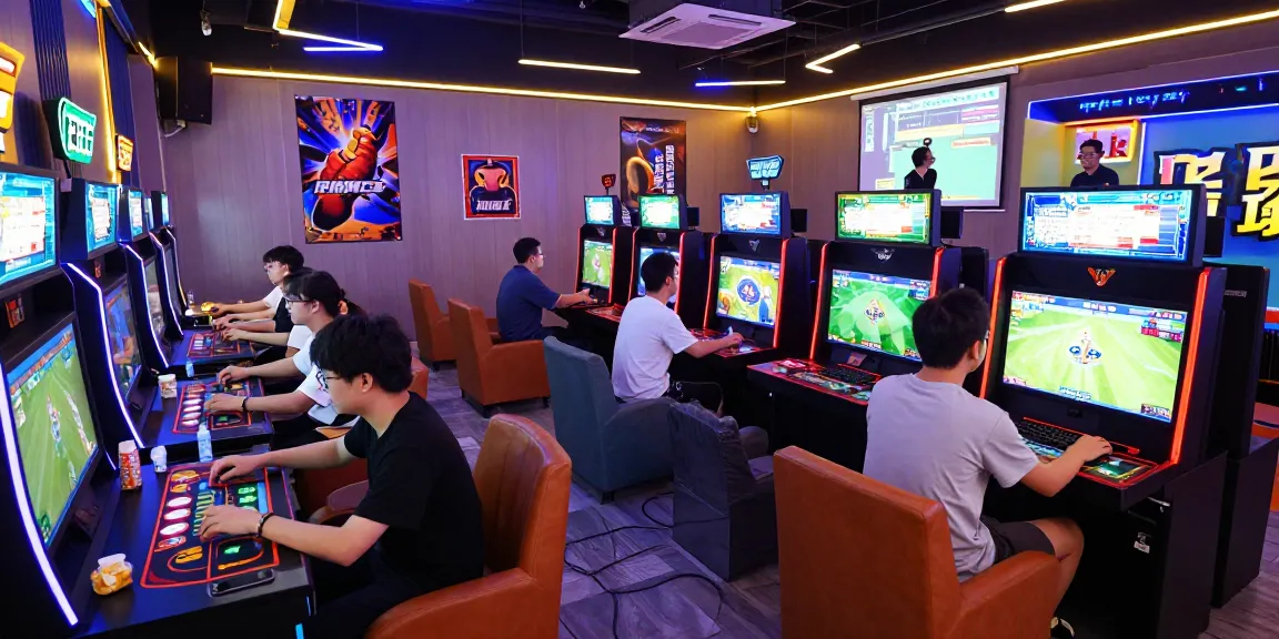Experience the excitement at 鉅城娛樂城 gaming lounge with vibrant lighting and interactive gaming stations.